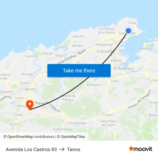 Avenida Los Castros 83 to Tanos map