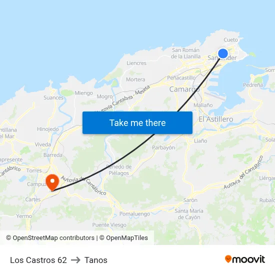 Los Castros 62 to Tanos map