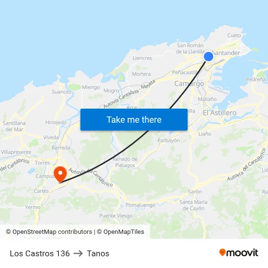 Los Castros 136 to Tanos map