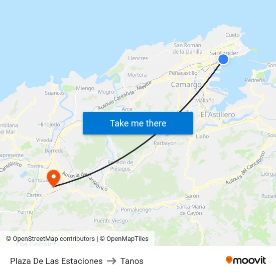 Plaza De Las Estaciones to Tanos map