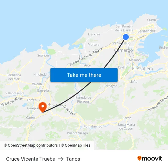 Cruce Vicente Trueba to Tanos map
