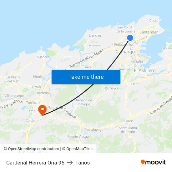 Cardenal Herrera Oria 95 to Tanos map