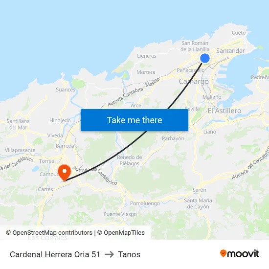 Cardenal Herrera Oria 51 to Tanos map