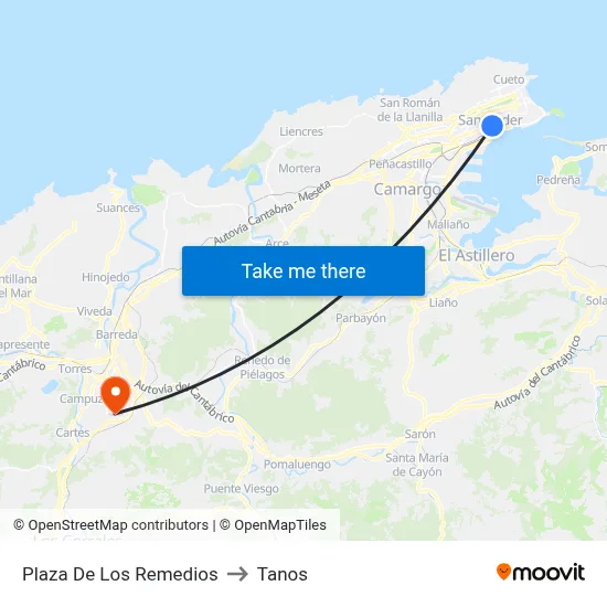 Plaza De Los Remedios to Tanos map