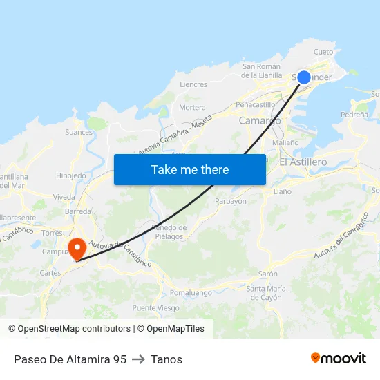 Paseo De Altamira 95 to Tanos map