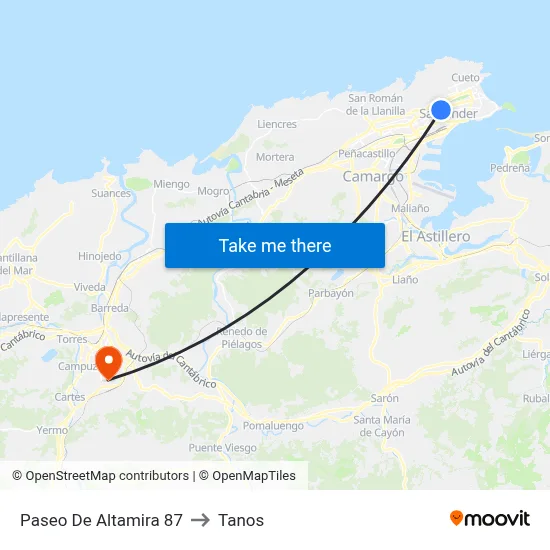 Paseo De Altamira 87 to Tanos map