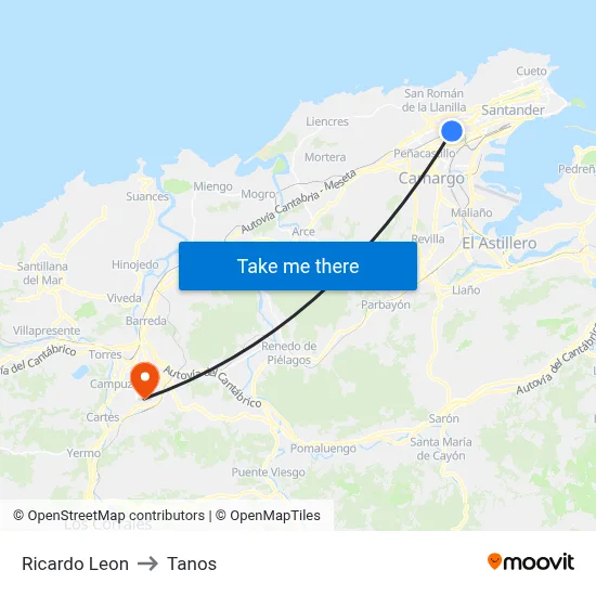 Ricardo Leon to Tanos map