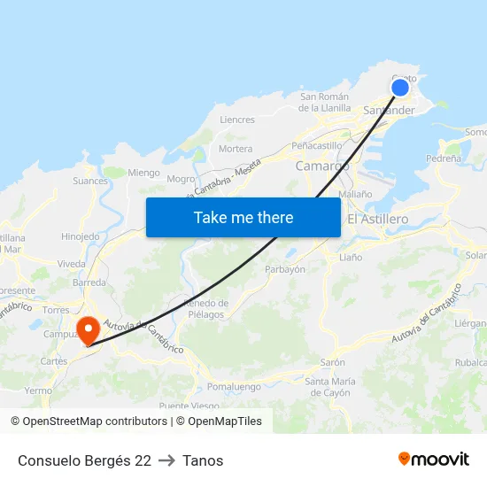 Consuelo Bergés 22 to Tanos map