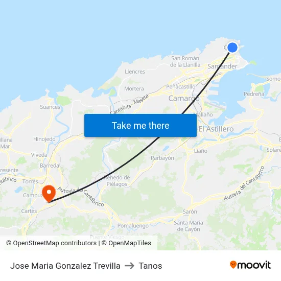 Jose Maria Gonzalez Trevilla to Tanos map