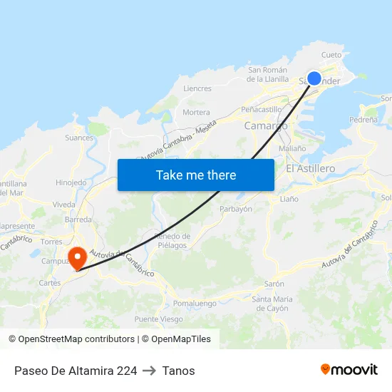 Paseo De Altamira 224 to Tanos map