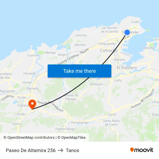 Paseo De Altamira 256 to Tanos map