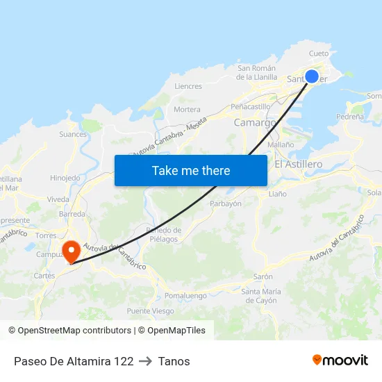 Paseo De Altamira 122 to Tanos map