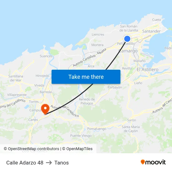 Calle Adarzo 48 to Tanos map