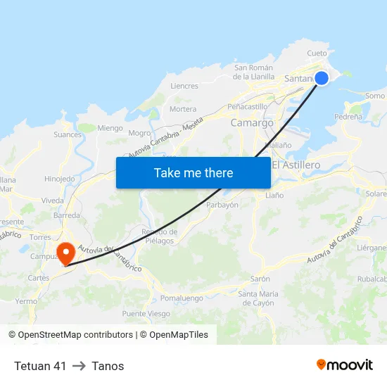 Tetuan 41 to Tanos map