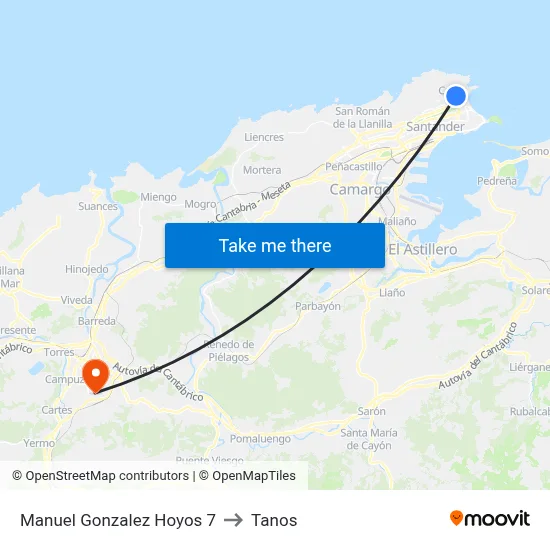 Manuel Gonzalez Hoyos 7 to Tanos map