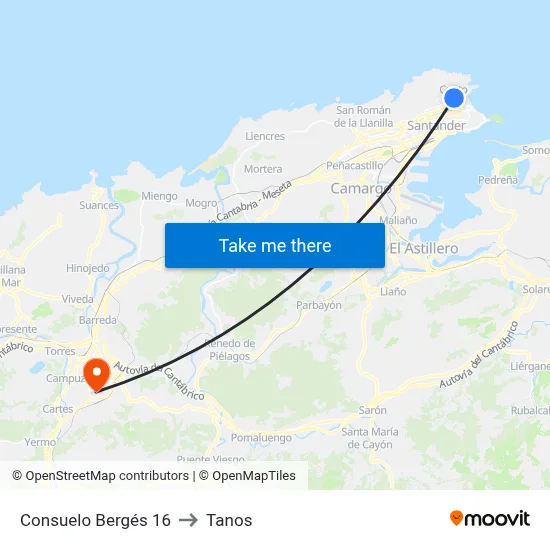Consuelo Bergés 16 to Tanos map