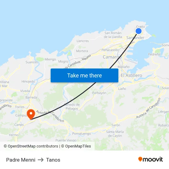 Padre Menni to Tanos map