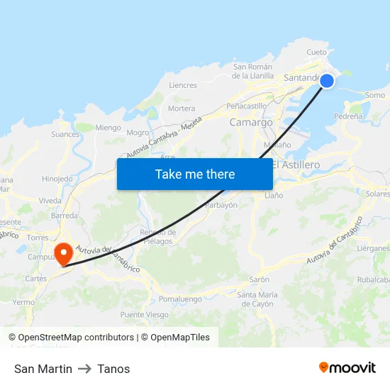 San Martin to Tanos map