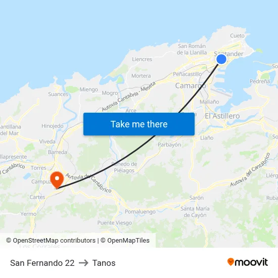 San Fernando 22 to Tanos map