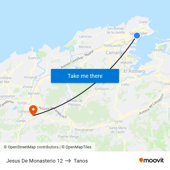 Jesus De Monasterio 12 to Tanos map