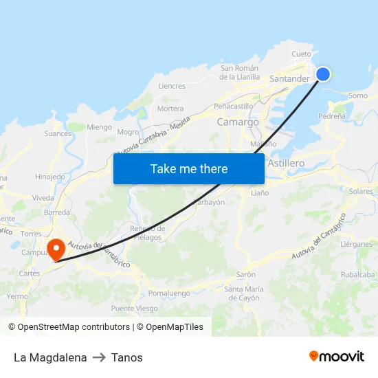 La Magdalena to Tanos map