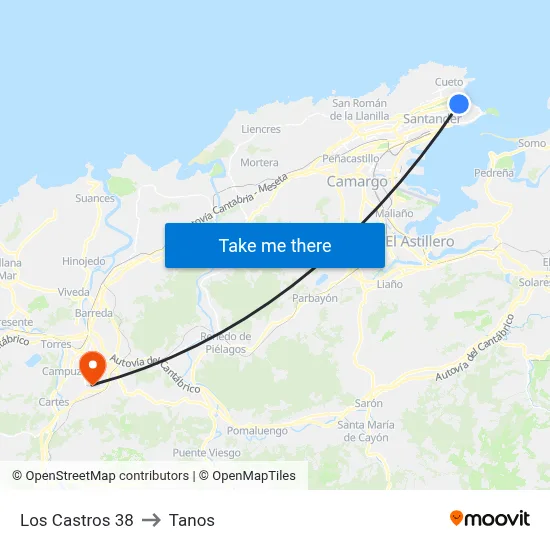 Los Castros 38 to Tanos map
