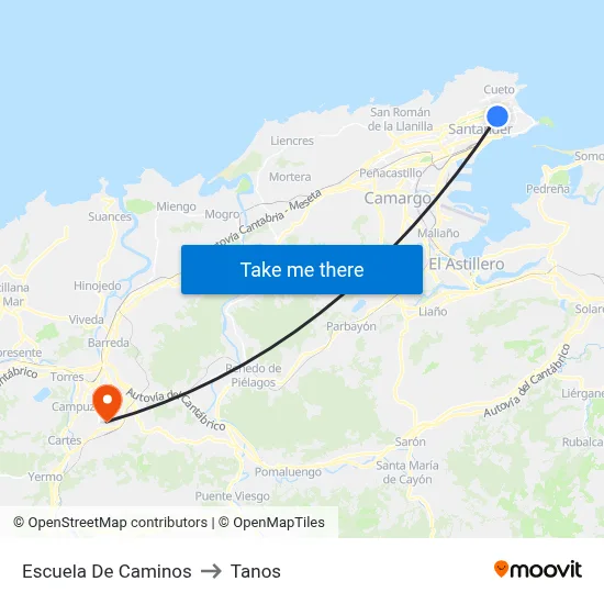 Escuela De Caminos to Tanos map
