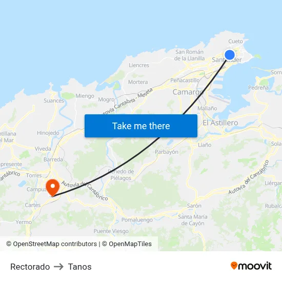 Rectorado to Tanos map