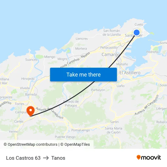 Los Castros 63 to Tanos map