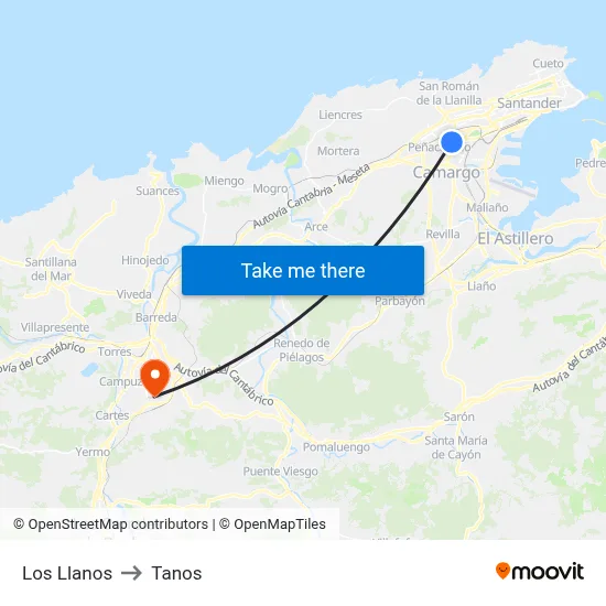 Los Llanos to Tanos map