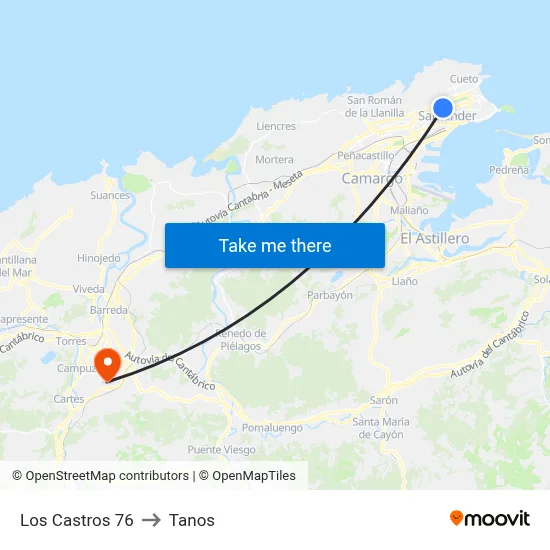 Los Castros 76 to Tanos map