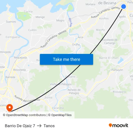 Barrio De Ojaiz 7 to Tanos map