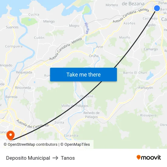 Deposito Municipal to Tanos map