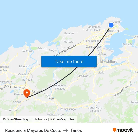 Residencia Mayores De Cueto to Tanos map