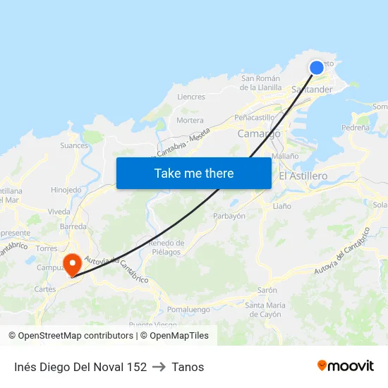 Inés Diego Del Noval 152 to Tanos map
