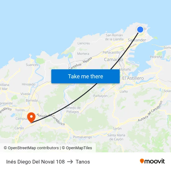 Inés Diego Del Noval 108 to Tanos map