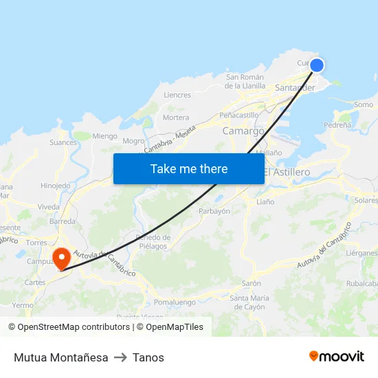 Mutua Montañesa to Tanos map