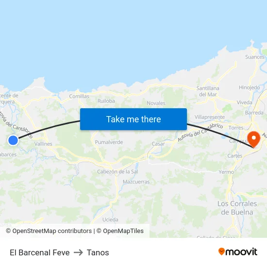 El Barcenal Feve to Tanos map
