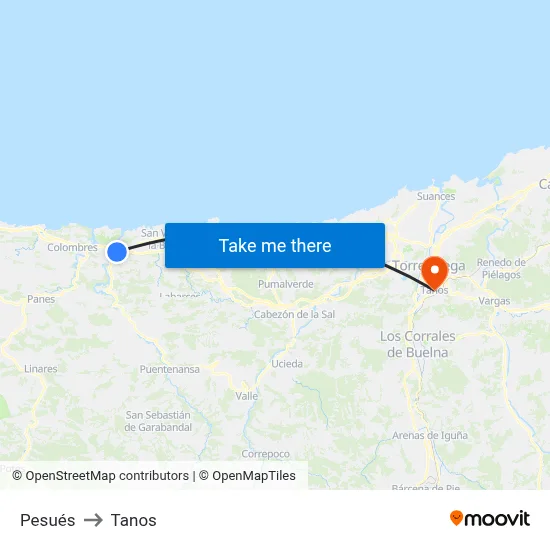 Pesués to Tanos map