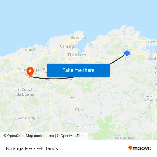 Beranga Feve to Tanos map