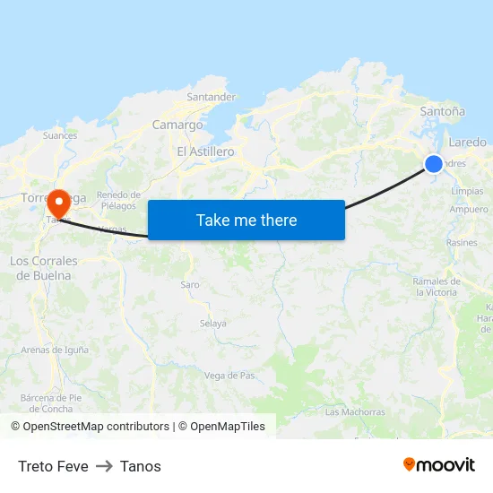 Treto Feve to Tanos map