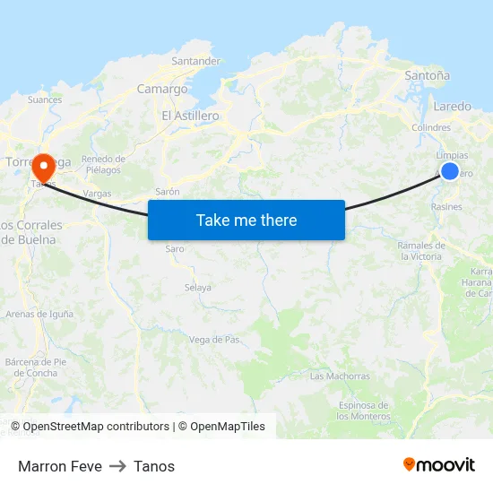 Marron Feve to Tanos map