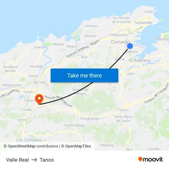 Valle Real to Tanos map