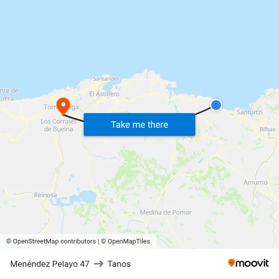 Menéndez Pelayo 47 to Tanos map
