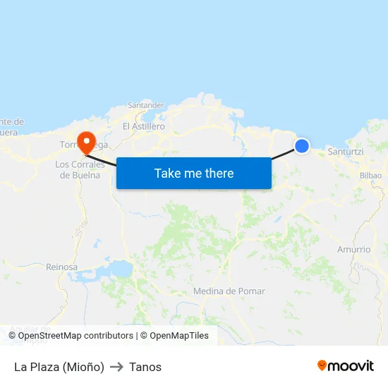 La Plaza (Mioño) to Tanos map