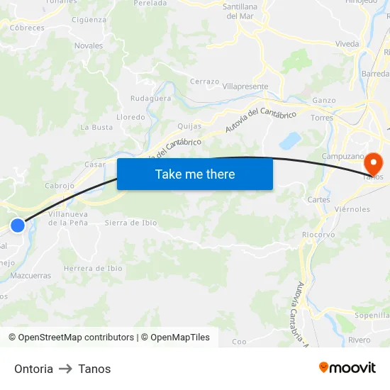 Ontoria to Tanos map