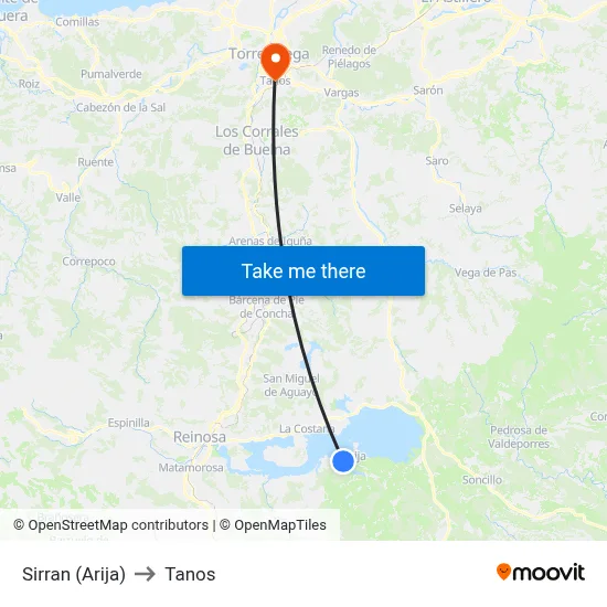 Sirran (Arija) to Tanos map