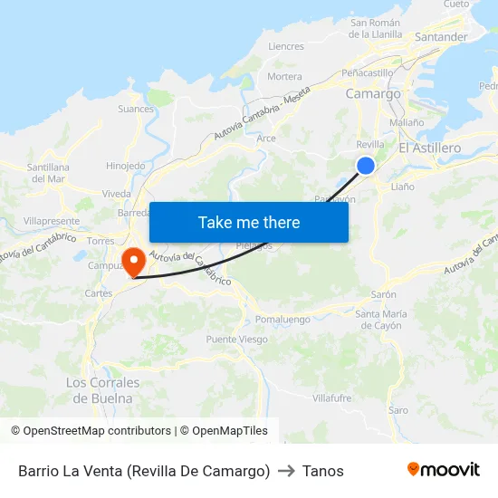 Barrio La Venta (Revilla De Camargo) to Tanos map