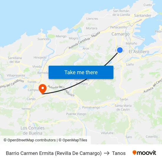 Barrio Carmen Ermita (Revilla De Camargo) to Tanos map