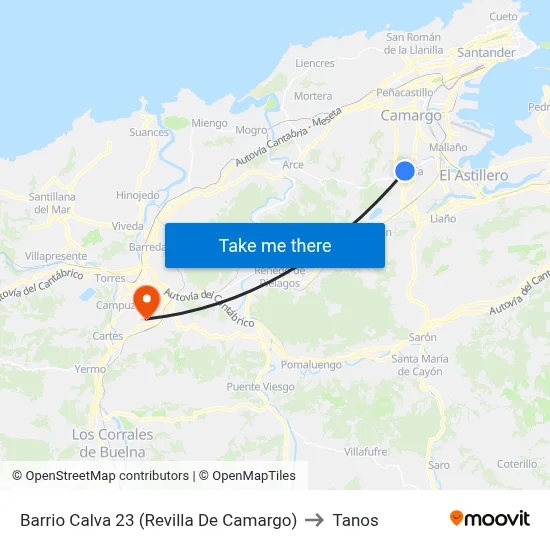 Barrio Calva 23 (Revilla De Camargo) to Tanos map